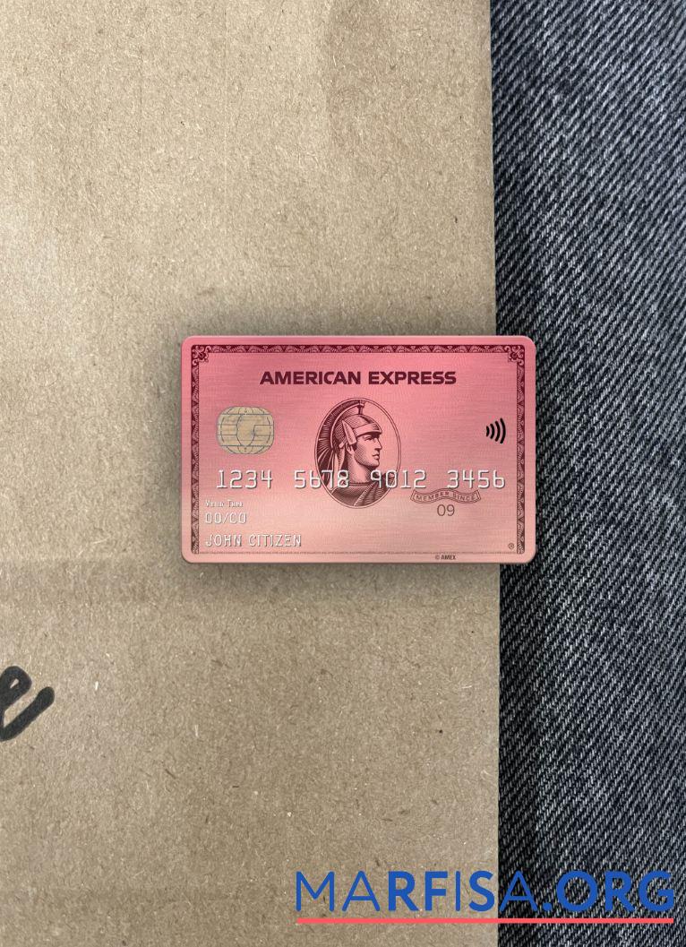 Downloadable USA Capital One bank AMEX rose gold card photolook front real example